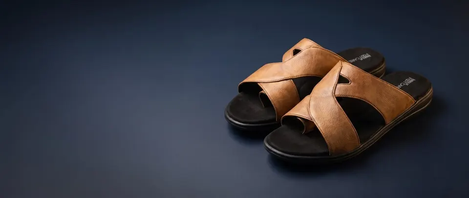 AJM 05 tan cross-band orthopedic slide sandals